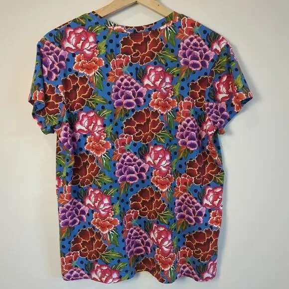 Peruvian Connection Kaffe Fassett Chelsea Floral Polka Dot Multicolor Top Size S - Picture 4 of 7